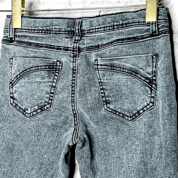 Vanilla Star Y2K Acid Wash Crackle Skinny Denim Jeans Girls 12 - Picture 4 of 9